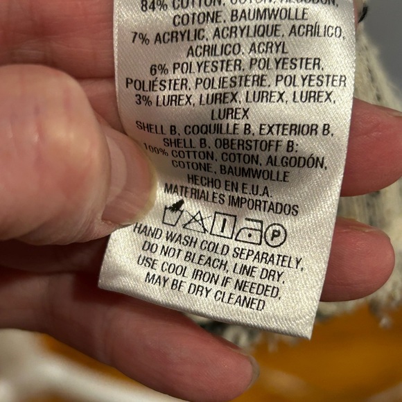 ANTHROPOLOGIE CARTONNIER Cream & Grey with Gold Details Button Cardigan/Blazer - Picture 10 of 12